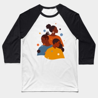 African american man and women in colourful Baseball T-Shirt